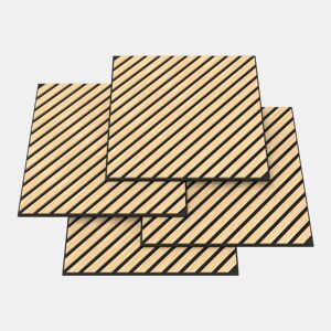 Conjunto de 4 painéis acústicos 3D Vang com lâminas diagonais 1,44 m² Carvalho claro NEU.HOLZ