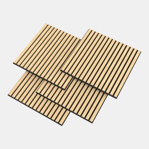 Conjunto de 4 painéis acústicos 3D Vang com lâminas lineares 1,44 m² Carvalho claro NEU.HOLZ
