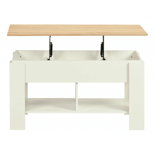 Mesa de centro com tampo elevatório, efeito madeira e branco 96*50 ELOT CARVALHO BRANCO 96