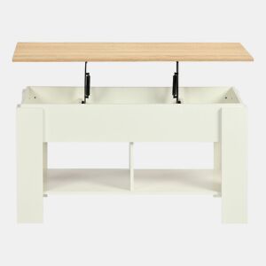 Mesa de centro com tampo elevatório, efeito madeira e branco 96*50 ELOT CARVALHO BRANCO 96