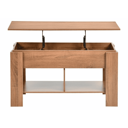 Mesa de centro com tampo elevatório, efeito madeira e castanho 96*50 ELOT BROWN 96 Mesa de centro com tampo elevatório, efeito madeira e castanho 96*50 ELOT BROWN 96