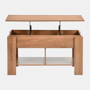 Mesa de centro com tampo elevatório, efeito madeira e castanho 96*50 ELOT BROWN 96