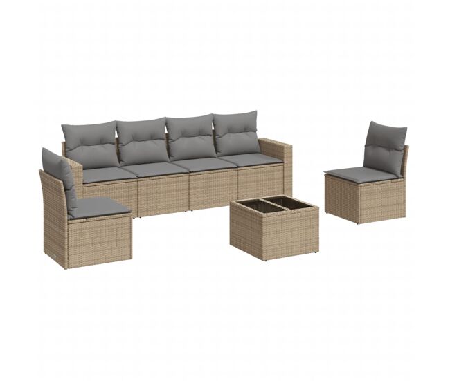 Vidaxl set sofás de jardín 7 piezas y cojines ratán sintético beige