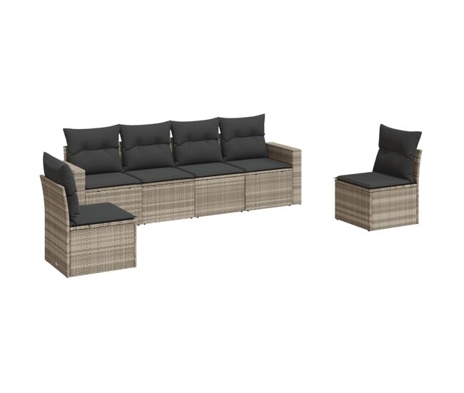 Vidaxl set de sofás de jardín 6 pzas y cojines ratán sintético gris