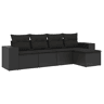 vidaXL 5 pcs conjunto sofás de jardim com almofadões vime PE preto