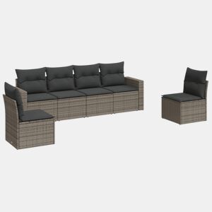 vidaXL 6 pcs conjunto sofás de jardim com almofadões vime cinzento