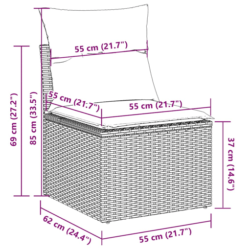 vidaXL 6 pcs conj. sofás jardim com almofadões vime PE cinzento-claro vidaXL 6 pcs conj. sofás jardim com almofadões vime PE cinzento-claro