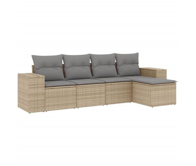 Vidaxl juego de sofás jardín con cojines 5 pzas ratán sintético beige