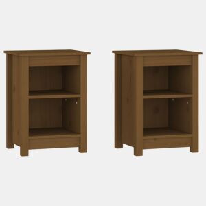 vidaXL Mesas de cabeceira 2 pcs 40x35x55 cm pinho maciço castanho mel