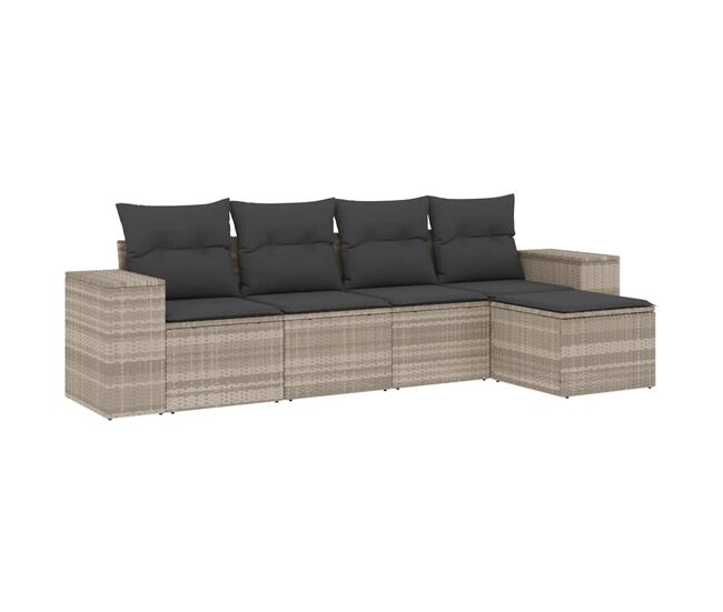 Vidaxl set de sofás jardín y cojines 5 pzas ratán sintético gris claro