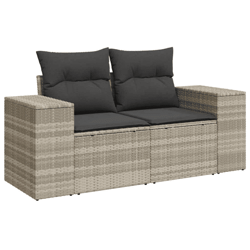vidaXL 5 pcs conj. sofás jardim c almofadões vime PE cinzento-claro