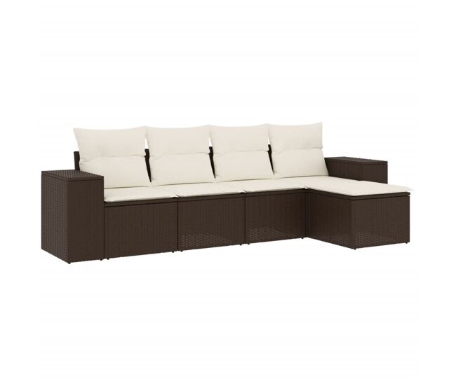 Vidaxl set comedor de jardín 5 piezas y cojines ratán sintético marrón
