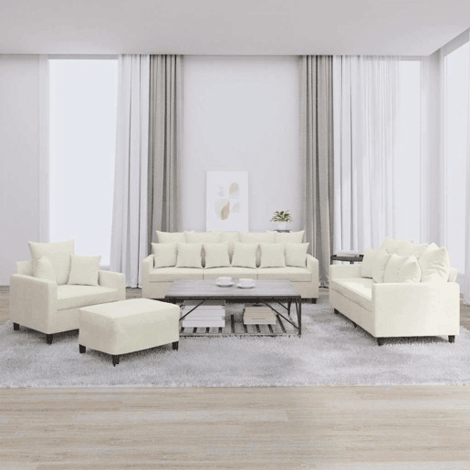 vidaXL 4 pcs conjunto de sofás com almofadões veludo cor creme vidaXL 4 pcs conjunto de sofás com almofadões veludo cor creme