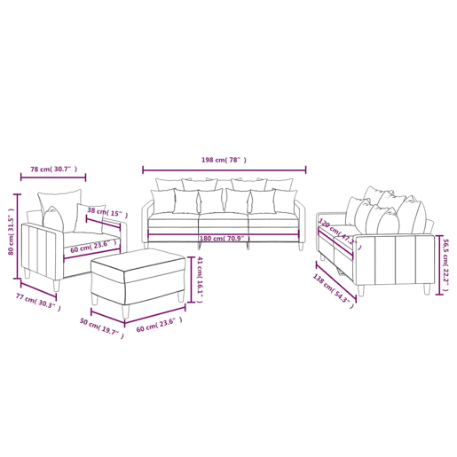 vidaXL 4 pcs conjunto de sofás com almofadões veludo cor creme vidaXL 4 pcs conjunto de sofás com almofadões veludo cor creme