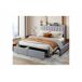 Juego de cama doble tapizado 4 cajones con 2 enchufes 200x146 Juego de cama doble tapizado 4 cajones con 2 enchufes 200x146 Blanco/ Gris