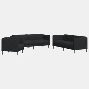 vidaXL 3 pcs conjunto de sofás tecido preto