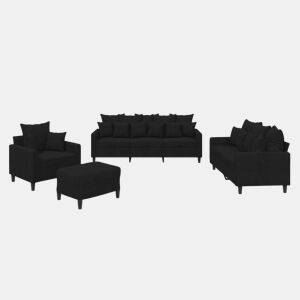 vidaXL 4 pcs conjunto de sofás com almofadões veludo preto