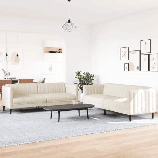 vidaXL 2 pcs conjunto de sofás tecido cor creme