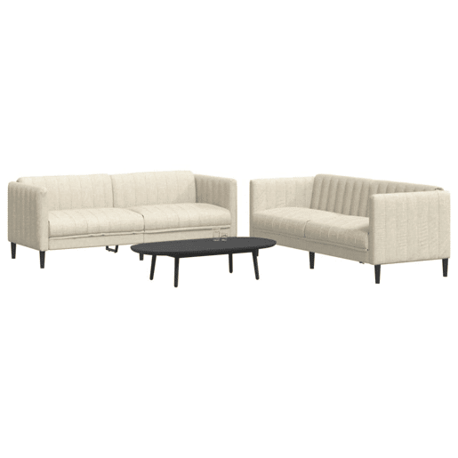 vidaXL 2 pcs conjunto de sofás tecido cor creme
