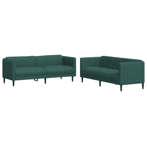 vidaXL 2 pcs conjunto de sofás tecido verde-escuro