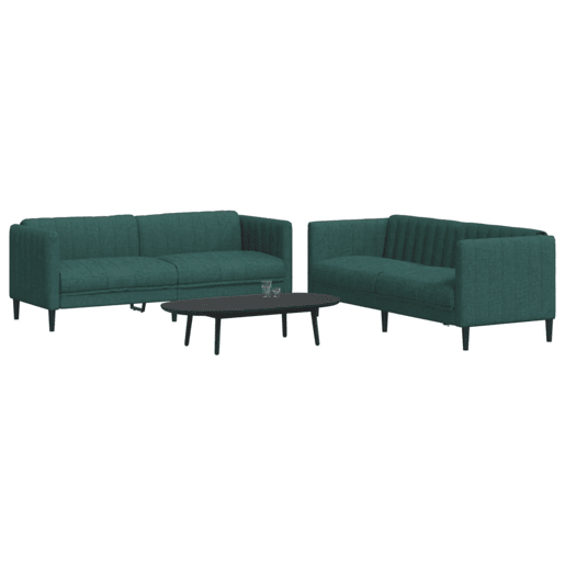 vidaXL 2 pcs conjunto de sofás tecido verde-escuro