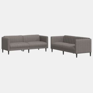 vidaXL 2 pcs conjunto de sofás tecido cinzento-acastanhado