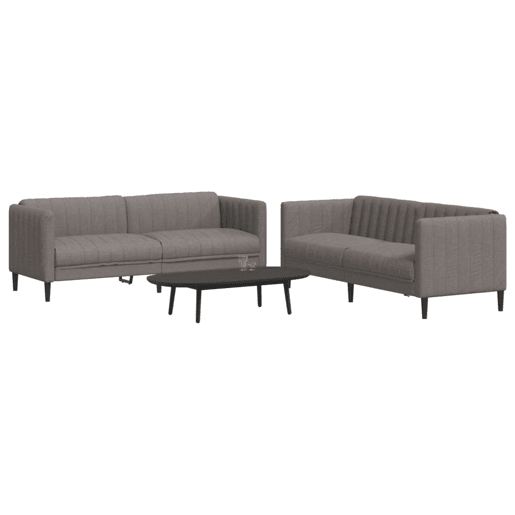 vidaXL 2 pcs conjunto de sofás tecido cinzento-acastanhado vidaXL 2 pcs conjunto de sofás tecido cinzento-acastanhado