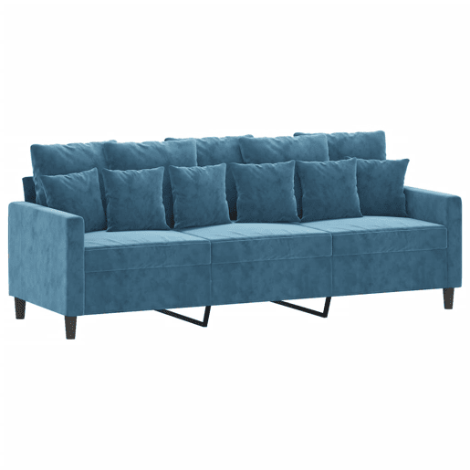 vidaXL 3 pcs conjunto de sofás com almofadões veludo azul