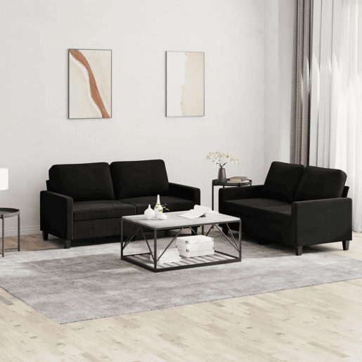 vidaXL 2 pcs conjunto de sofás com almofadões veludo preto vidaXL 2 pcs conjunto de sofás com almofadões veludo preto