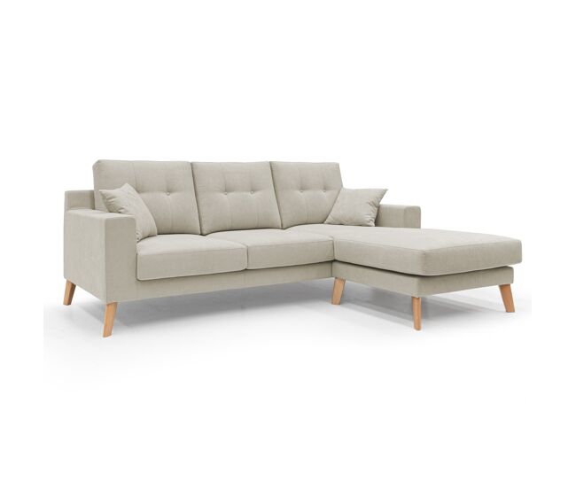 Danish sofá rinconero moderno reversible de tela suave e impermeable 237 cm crema