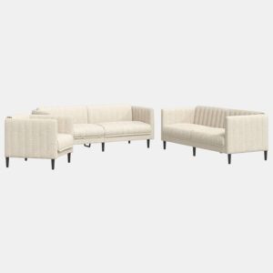 vidaXL 3 pcs conjunto de sofás tecido cor creme