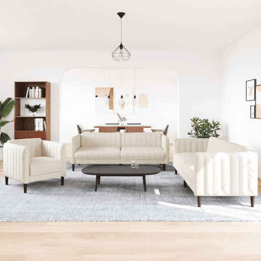 vidaXL 3 pcs conjunto de sofás tecido cor creme vidaXL 3 pcs conjunto de sofás tecido cor creme