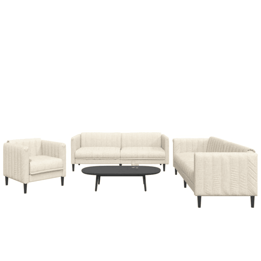 vidaXL 3 pcs conjunto de sofás tecido cor creme vidaXL 3 pcs conjunto de sofás tecido cor creme