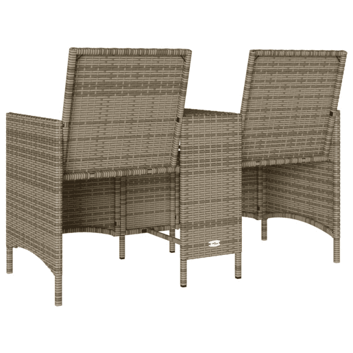 vidaXL Sofá de jardim c mesa e almofadões 2 lugares vime PE cinzento vidaXL Sofá de jardim c mesa e almofadões 2 lugares vime PE cinzento