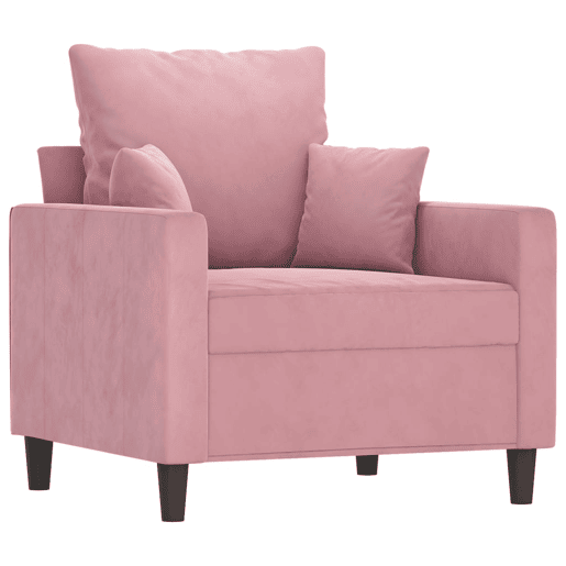 vidaXL 4 pcs conjunto de sofás com almofadões veludo rosa