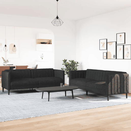 vidaXL 2 pcs conjunto de sofás tecido preto