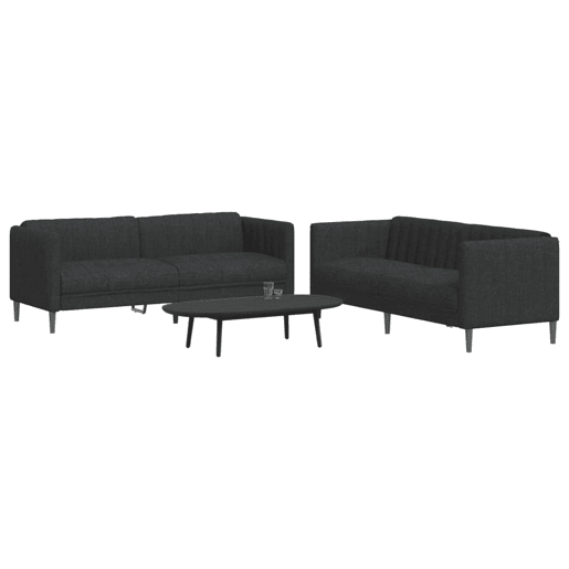 vidaXL 2 pcs conjunto de sofás tecido preto
