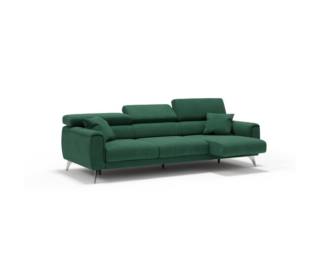 Caravaggio sofá de 3 plazas extensibles con reposacabezas ajustables en tejido impermeable 244 cm verde