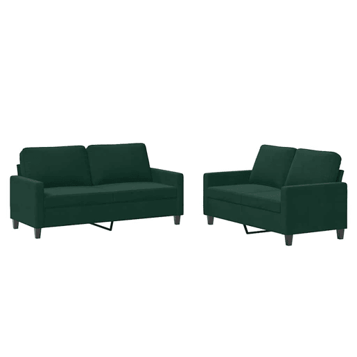 vidaXL 2 pcs conjunto de sofás com almofadões veludo verde-escuro vidaXL 2 pcs conjunto de sofás com almofadões veludo verde-escuro