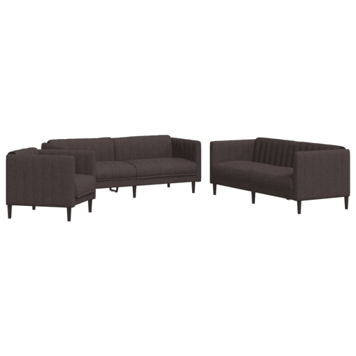vidaXL 3 pcs conjunto de sofás tecido castanho-escuro vidaXL 3 pcs conjunto de sofás tecido castanho-escuro