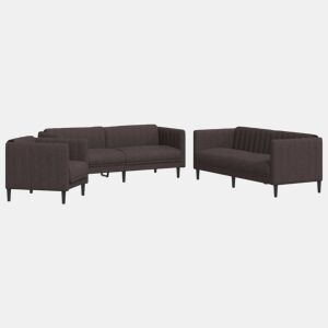 vidaXL 3 pcs conjunto de sofás tecido castanho-escuro