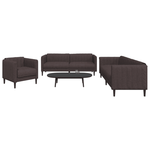 vidaXL 3 pcs conjunto de sofás tecido castanho-escuro vidaXL 3 pcs conjunto de sofás tecido castanho-escuro