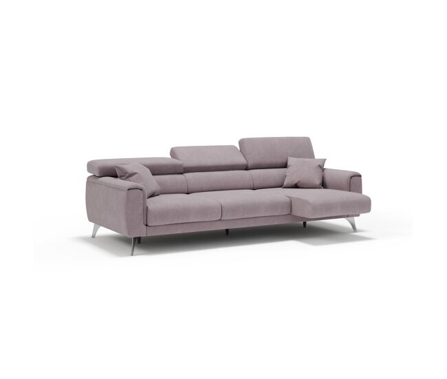 Caravaggio sofá de 3 plazas extensibles con reposacabezas ajustables en tejido impermeable 244 cm rosa