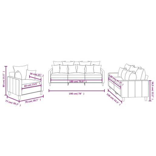 vidaXL 3 pcs conjunto de sofás com almofadões veludo preto vidaXL 3 pcs conjunto de sofás com almofadões veludo preto