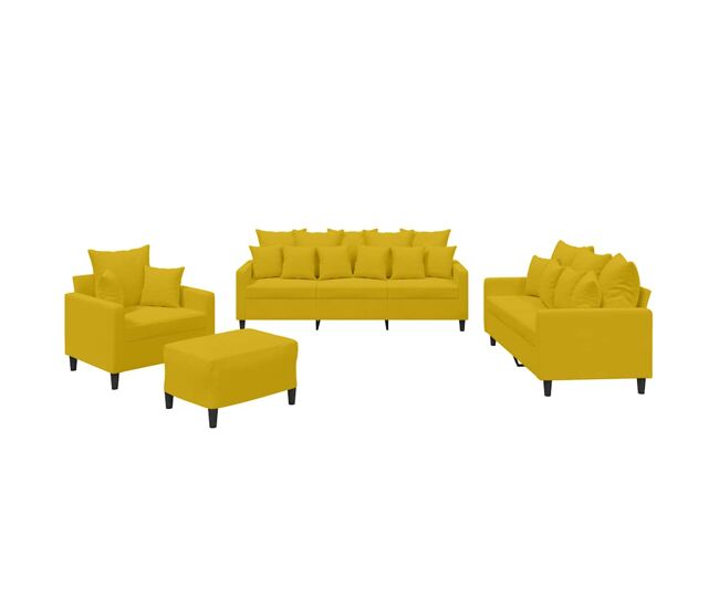 Vidaxl juego de sofás con cojines 4 piezas terciopelo amarillo