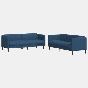 vidaXL 2 pcs conjunto de sofás tecido azul