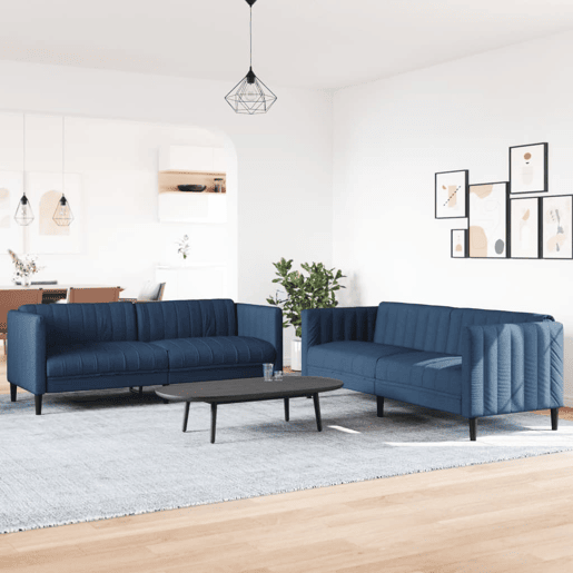 vidaXL 2 pcs conjunto de sofás tecido azul vidaXL 2 pcs conjunto de sofás tecido azul