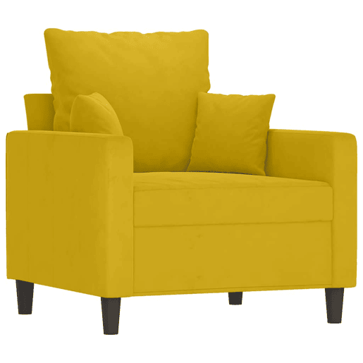 vidaXL 3 pcs conjunto de sofás com almofadões veludo amarelo vidaXL 3 pcs conjunto de sofás com almofadões veludo amarelo