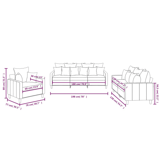 vidaXL 3 pcs conjunto de sofás com almofadões veludo amarelo vidaXL 3 pcs conjunto de sofás com almofadões veludo amarelo