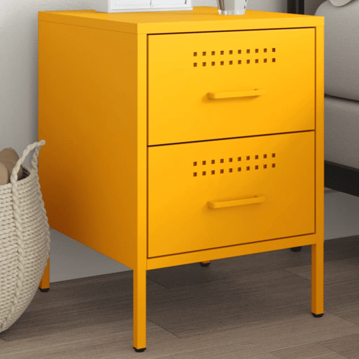 Mesa de cabeceira - Mesinha de cabeceira 36x39x50,5 cm aço amarelo mostarda